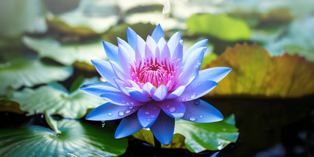 Blue Lotus flower on a lily pond